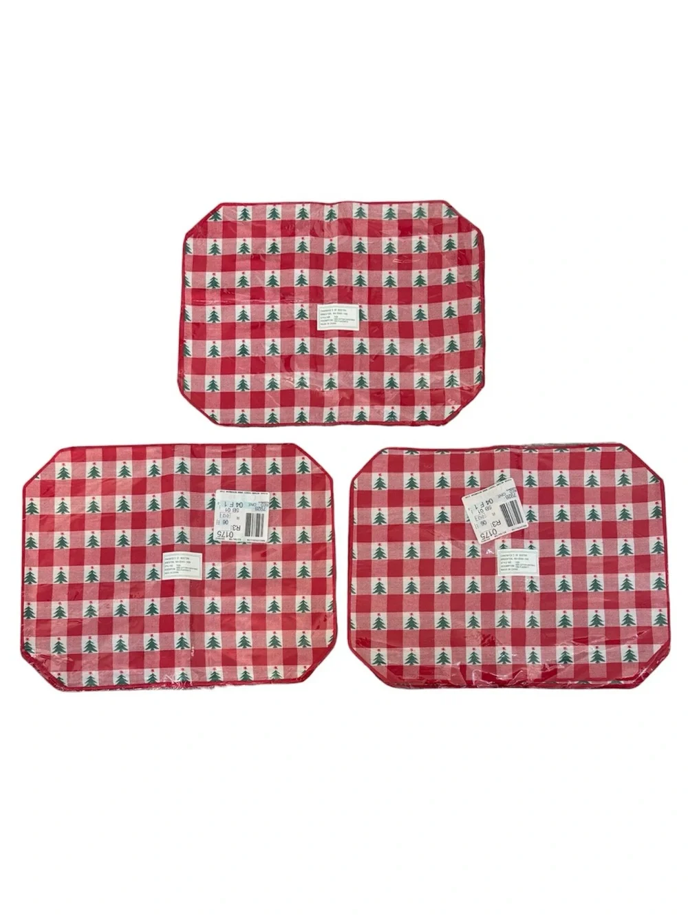 VTG NIP Chadwick's of Boston Christmas Tree Gingham 24 Pc - Set 12 Napkin 12 Mat